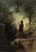 Carl Spitzweg Man Reading the Newspaper in His Garden oil painting picture wholesale